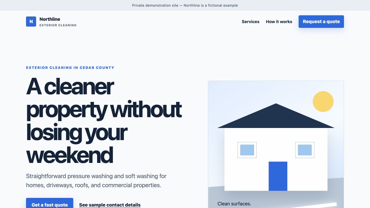 Preview of the fictional Northline exterior-cleaning website